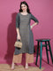 Vasthrlay Charcoal Printed Straight Kurtas